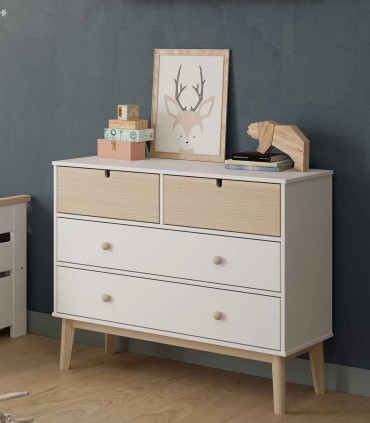 Cómoda de madera con 4 cajones ESTEFANÍA blanca